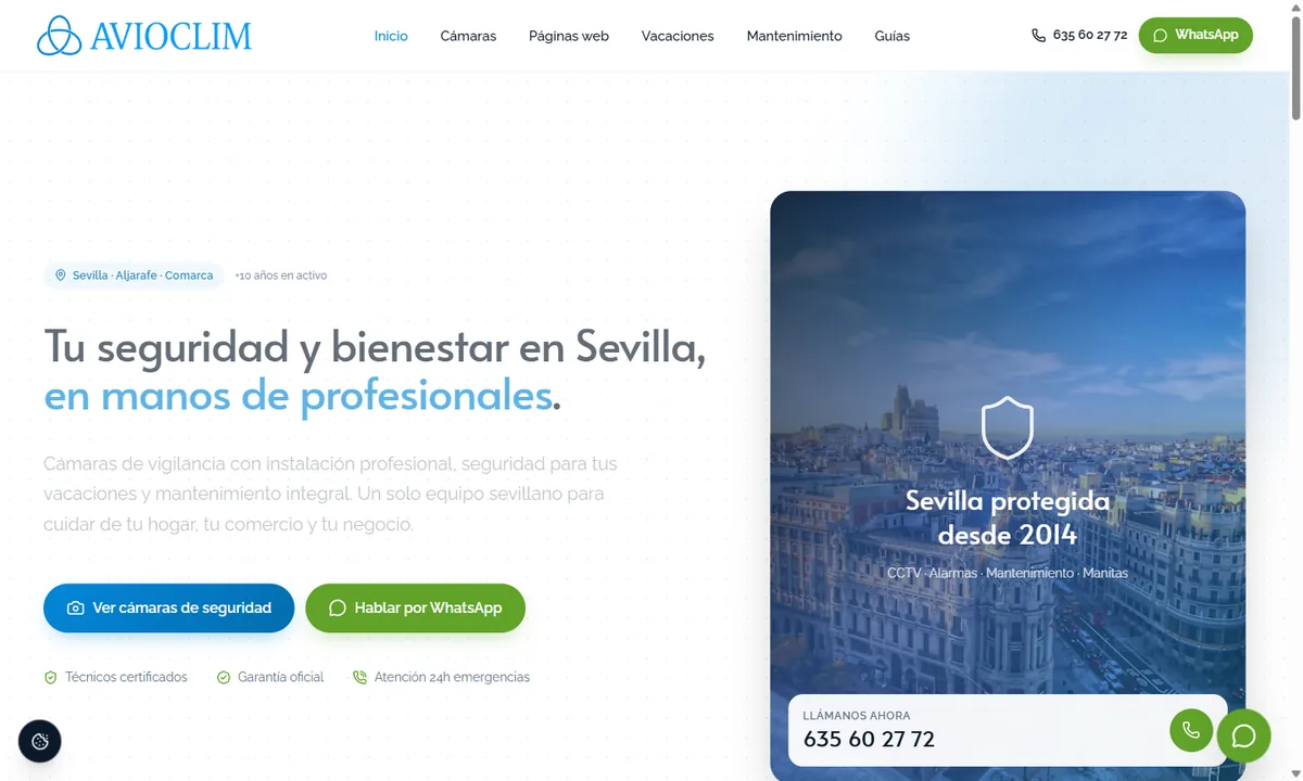Web de Avioclim diseñada por JC Páginas Web