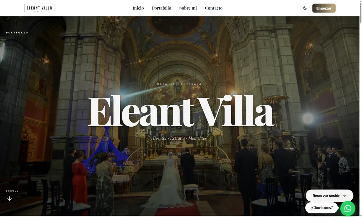 Web de Elean Villa Photography diseñada por JC Páginas Web
