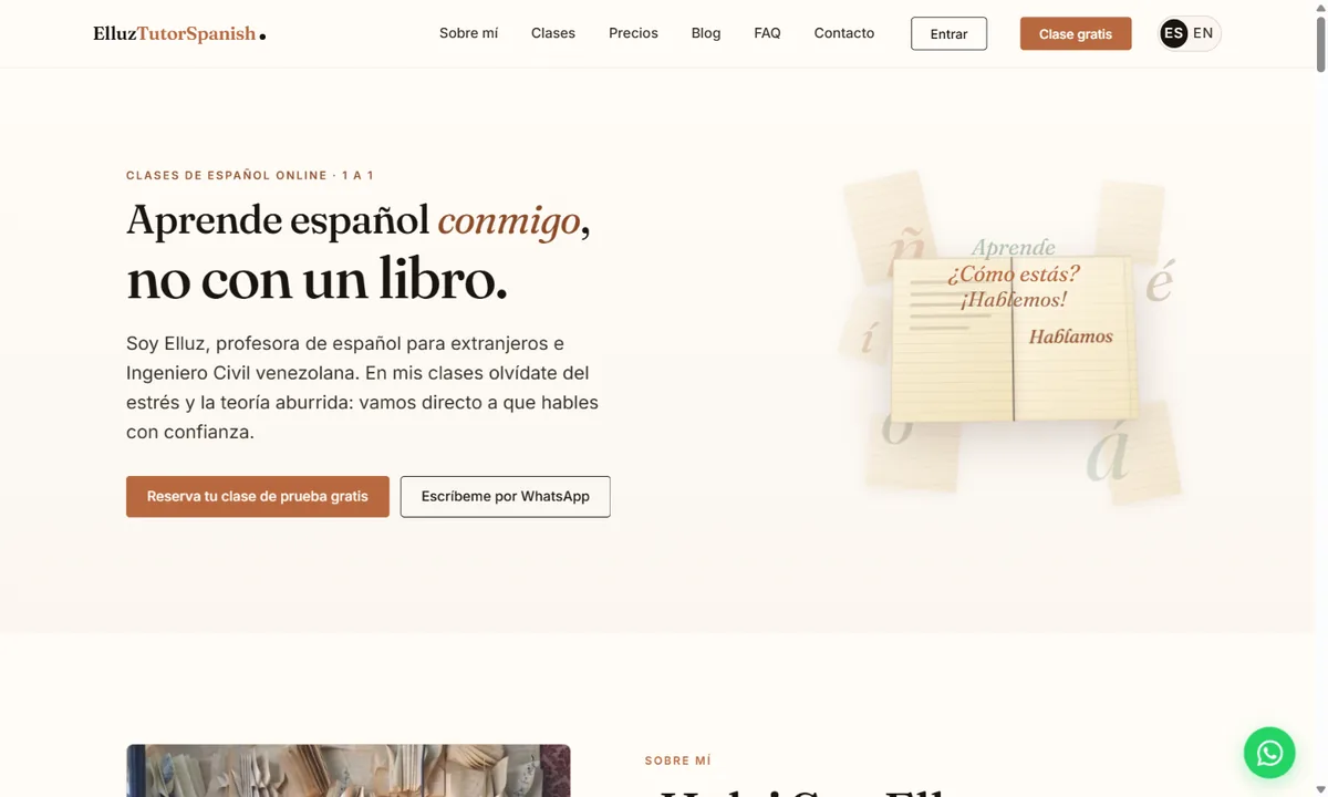 Web de Elluz Tutor Spanish diseñada por JC Páginas Web