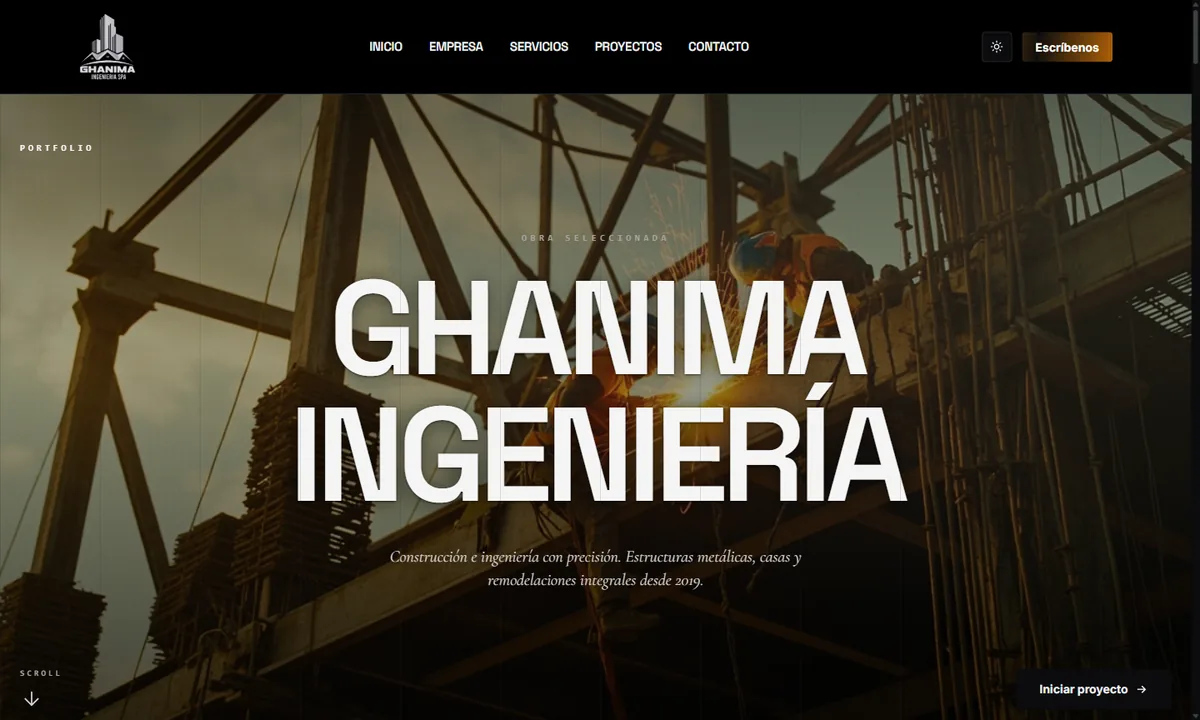 Web de Ghanima Ingeniería diseñada por JC Páginas Web