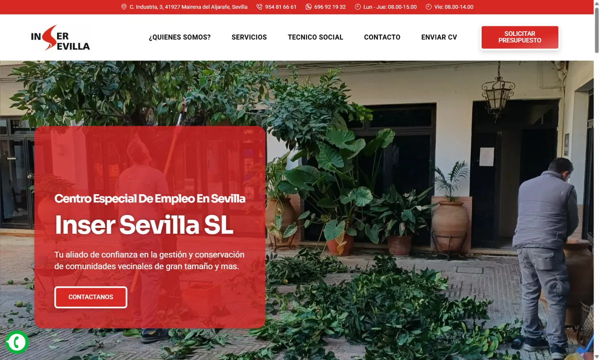 Web de Inser Sevilla diseñada por JC Páginas Web