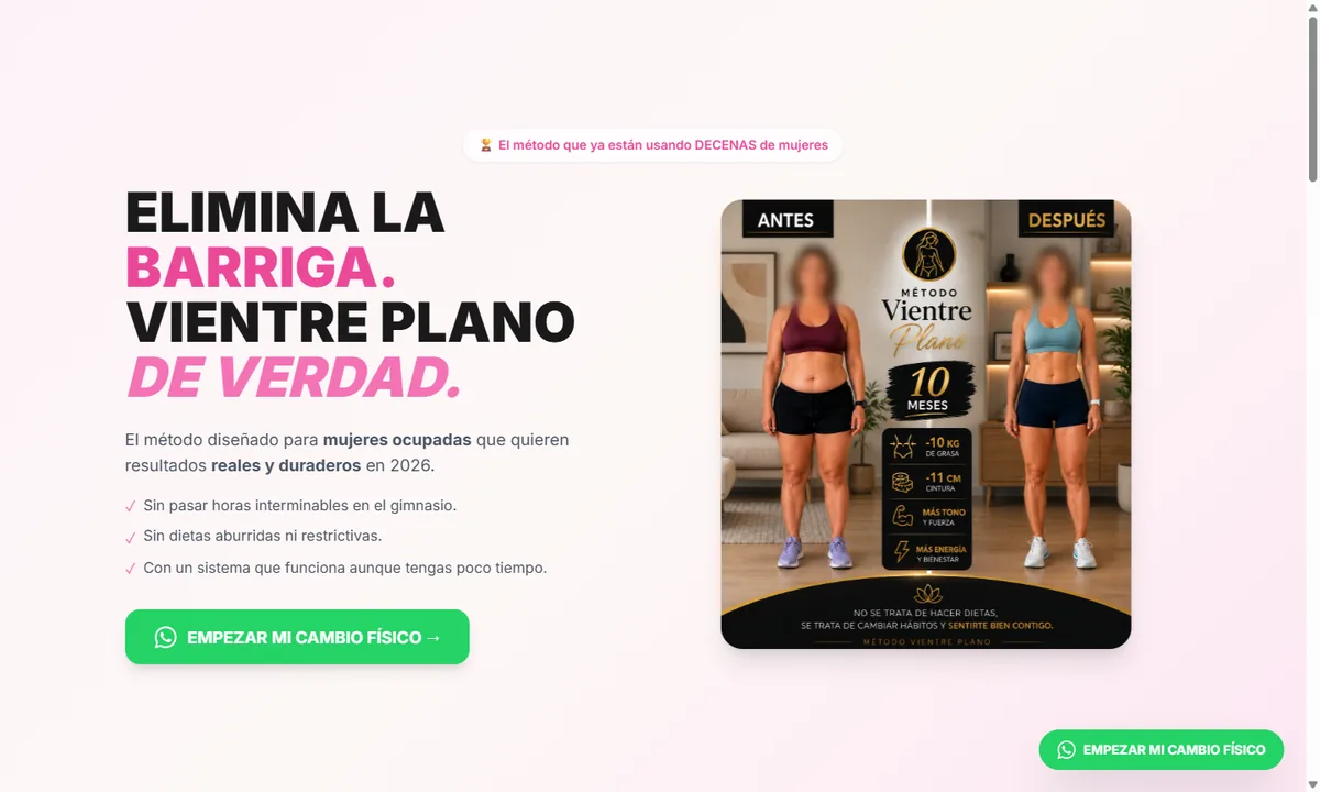 Web de Método Vientre Plano diseñada por JC Páginas Web